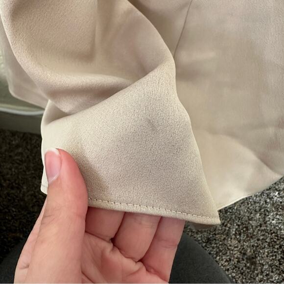 NWT BHLDN Anthropologie Champagne Remy Cowl Neck Faux Wrap Satin Gown 18W - Picture 6 of 10